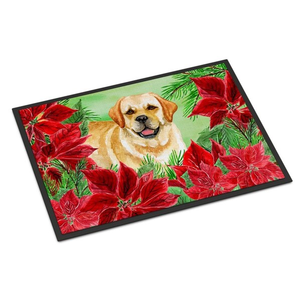 Carolines Treasures Golden Retriever Poinsettas Indoor or Outdoor Mat, 24 x 36 in. CK1312JMAT - main